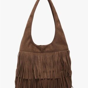 Simons Chocolate Fringe Shoulder Bag